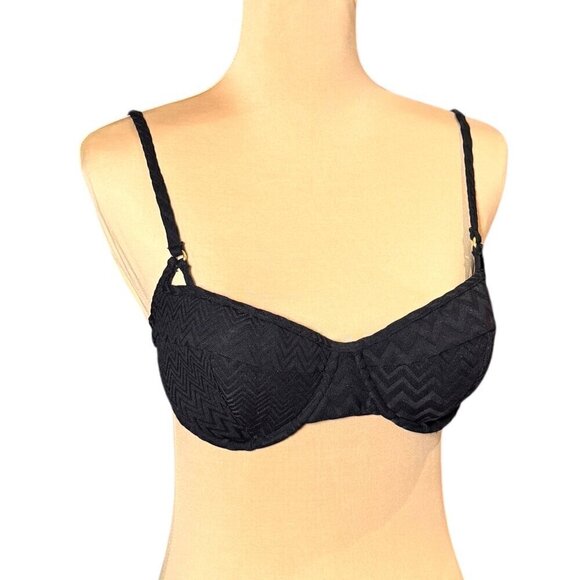 NWT B. SWIM Black Swimsuit 2PCs Bikini Bottom Sz.M Top Sz.D Sexy Beach - Picture 3 of 14